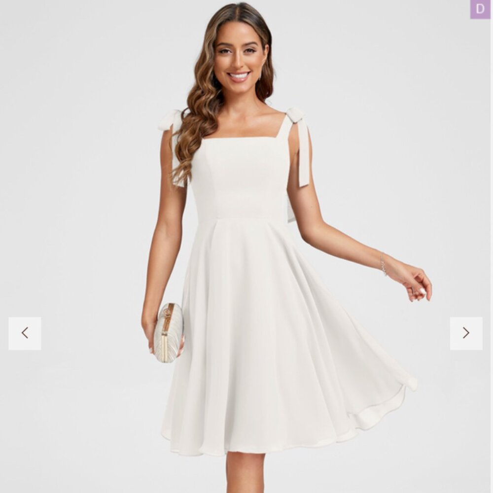 JJ's House A-Line Square Knee-Length Chiffon Cocktail Dress